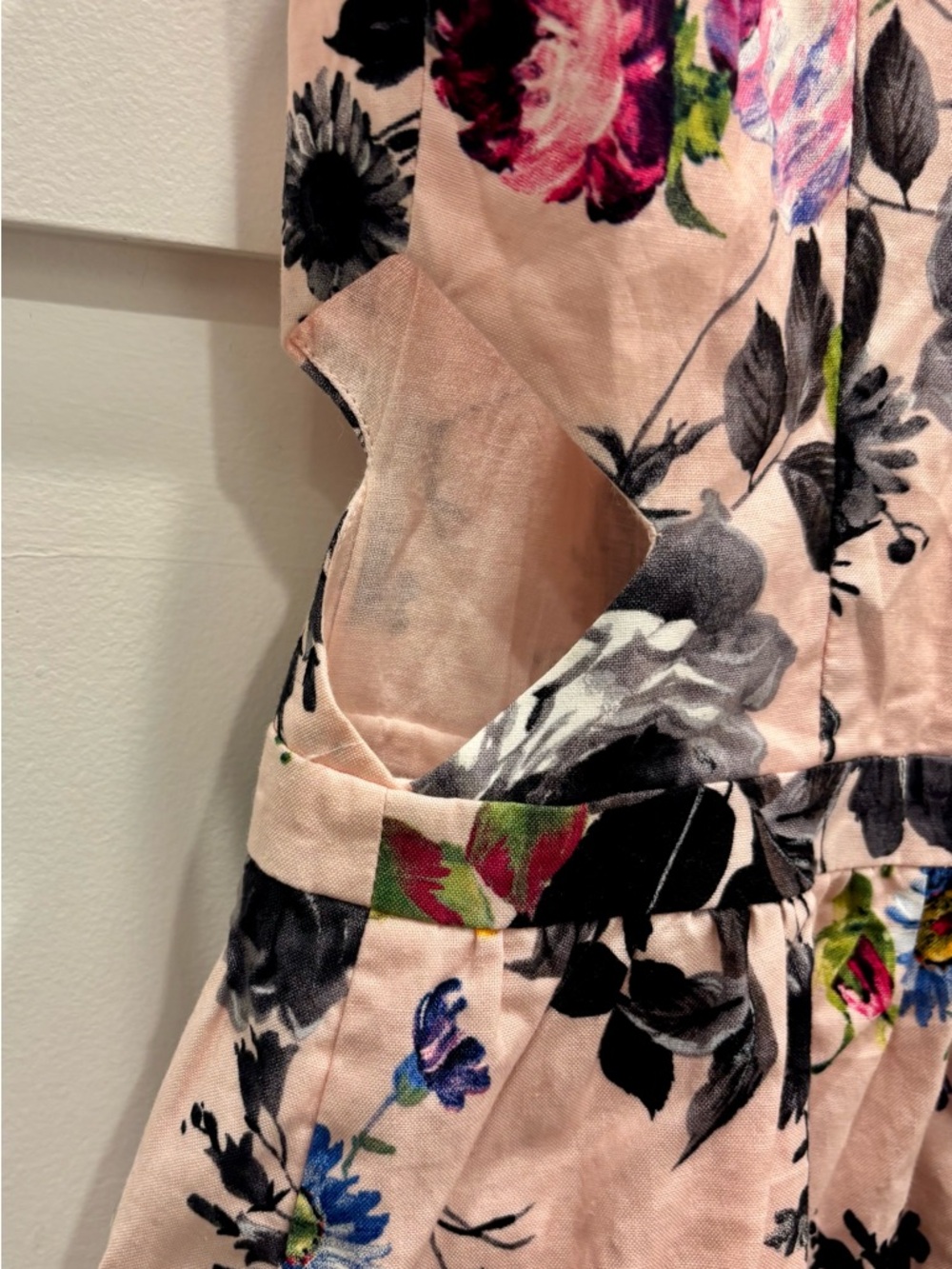 ModCloth Pink Floral V-Neck Tank Fit & Flair 100% Cotton Dress Size S - Picture 4 of 6